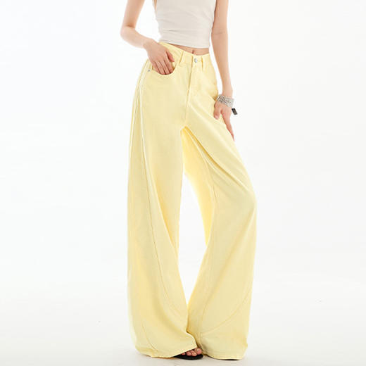 馥迦彩色弯刀阔腿牛仔裤 商品图2