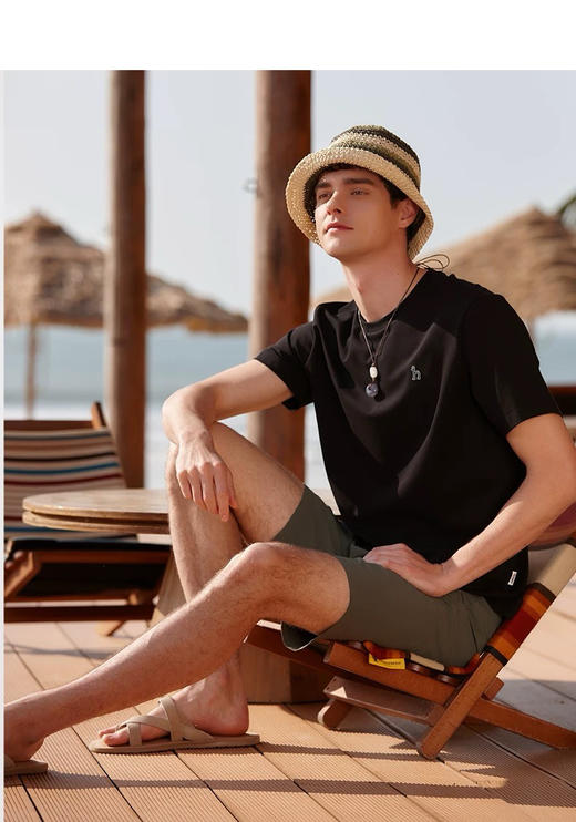 【4月2日 下午14:00 秒杀】哈狗 小logo 夏季男士纯色圆领T恤 商品图2