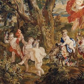 独角鹿西洋古董 18世纪初比利时法兰德斯地区织造名坊Hendrik II Reydams出品神话爱情主题手工编织大型羊毛挂毯