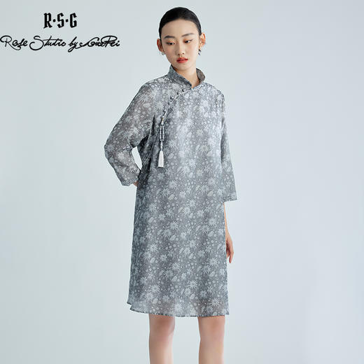 郭培成衣品牌精品系列小雏菊印花国风流苏吊坠连衣裙 商品图4