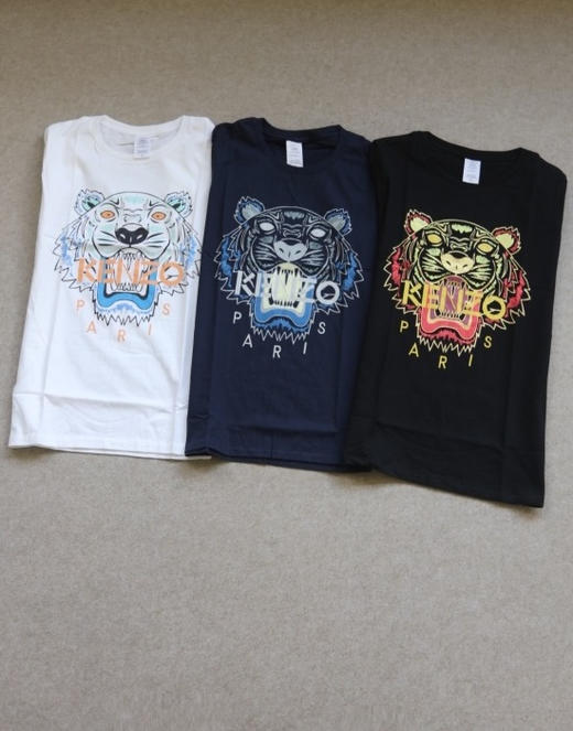 简单粗暴的 哈！分别男女款 Kenzo 精梳薄棉 胶印虎头 短袖Tee 3色入 商品图0
