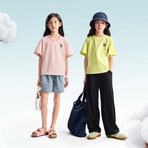 【全棉亲肤】女童圆领短袖针织衫夏季新款安奈儿童装EG521116 商品图2