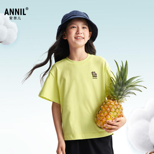 【全棉亲肤】女童圆领短袖针织衫夏季新款安奈儿童装EG521116 商品图1