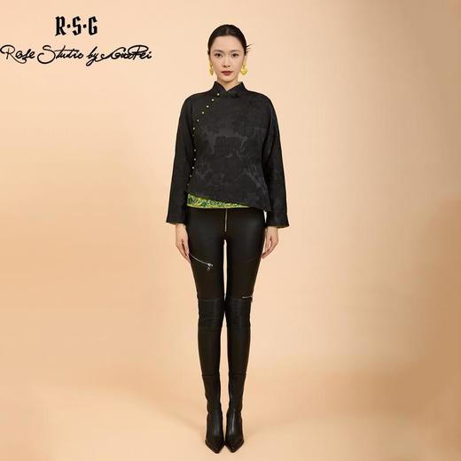 东方境X郭培联名系列：轻高定黑色提花撞色刺绣薄棉上衣 商品图3