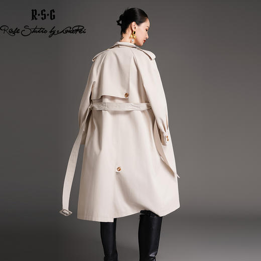 RSG郭培成衣品牌西服领双排扣设计感收腰风衣春季新品米咖色 商品图4