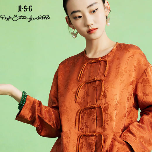 郭培成衣品牌精品系列新中式国风提花盘扣长袖上衣 商品图2