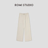 ROMI STUDIO丝滑触感 不易皱缎面复古杏色休闲抖抖裤K3211白色 商品缩略图0