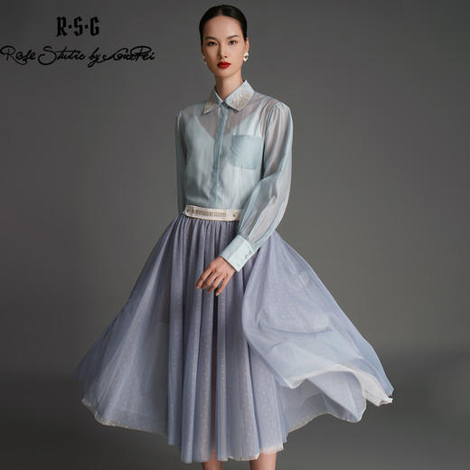 RSG郭培成衣品牌原创设计领口金银花草刺绣欧根纱上衣女 商品图0