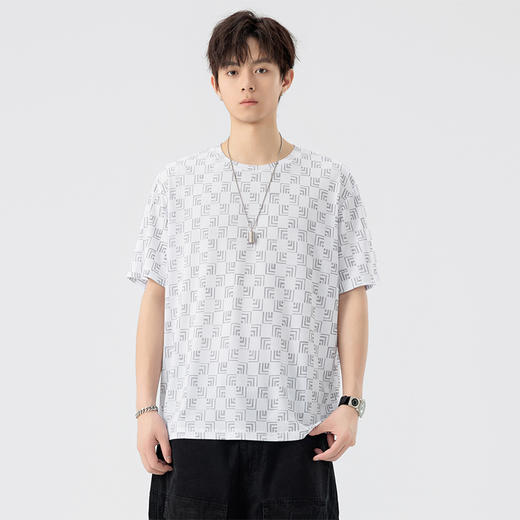 【DSL】大依优型大码圆领短袖T恤夏季加肥加大肥佬休闲宽松透气弹力男装上衣潮款 商品图1