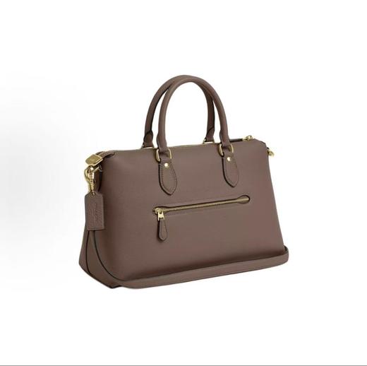 COACH蔻驰 Georgia 34 顶部拉链开合 精致鹅卵石纹皮革 单肩斜挎手提包 大号 女款 暗石色 商品图1