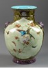 独角鹿西洋古董 19世纪法国陶艺大师Théodore Deck签名出品东方风格兽首双耳装饰繁花鸟蝶主题彩釉花瓶 商品缩略图0