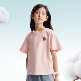 【全棉亲肤】女童圆领短袖针织衫夏季新款安奈儿童装EG521116