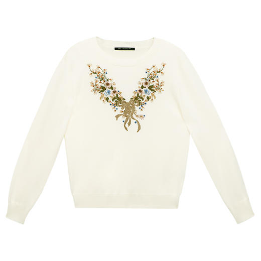 RSG郭培线上成衣品牌纯羊毛蝴蝶花朵刺绣点钻针织衫上衣女装 商品图4