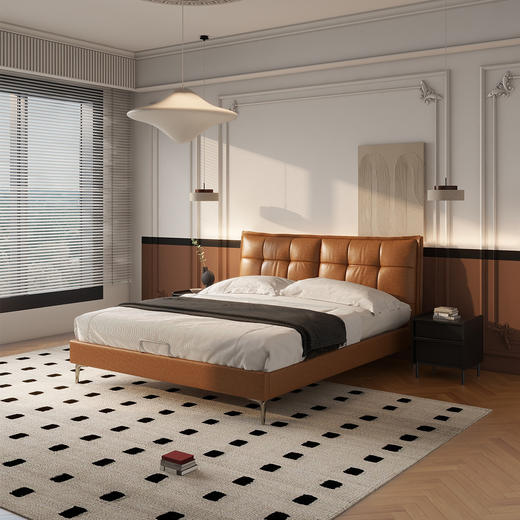 顾家家居整装 现代时尚 皮艺软床 KZ.B1077PQ1华夫 商品图1