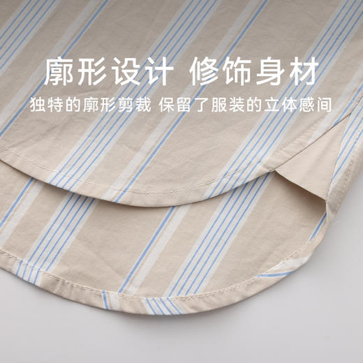 CASUCA 西西里家居服衬衫裙纯棉春夏季可外穿简约条纹长袖情侣睡衣 商品图4