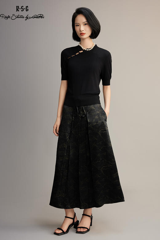 R.S.G精品系列国风印花A字款中长半身裙 商品图5