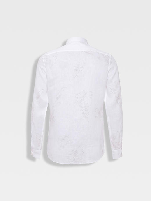 callisto亲肤亚麻白色植物羽毛花型衬衫 商品图1