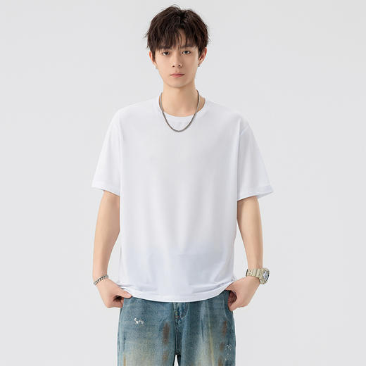 【DSL】大依优型大码圆领短袖T恤夏季加肥加大肥佬休闲宽松透气弹力男装上衣潮款 商品图6