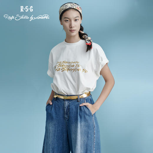 RSG郭培成衣品牌oversize原创刺绣斑马棉情侣T恤上衣 商品图0