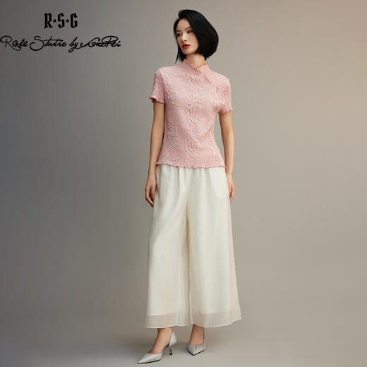 夏季新款休闲裤女高腰垂感直筒阔腿裤白色缎面裤裙 商品图2