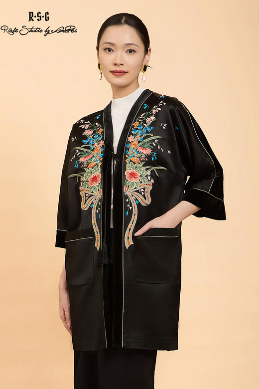 东方境X郭培联名系列：姹紫嫣红锦绣丝绒轻高定棉服大衣 商品图5