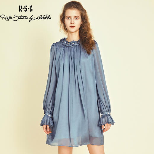 RSG郭培成衣品牌原创设计珍珠领口花朵连衣裙南法假日 商品图2