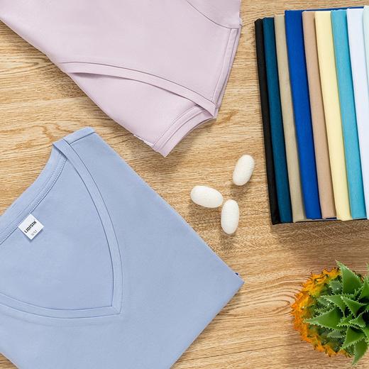 岸纾 凉感双面丝光棉女款短袖T恤 2件装（42款可选） 经典款百搭短袖V领圆领100%纯棉 T1204W 商品图1