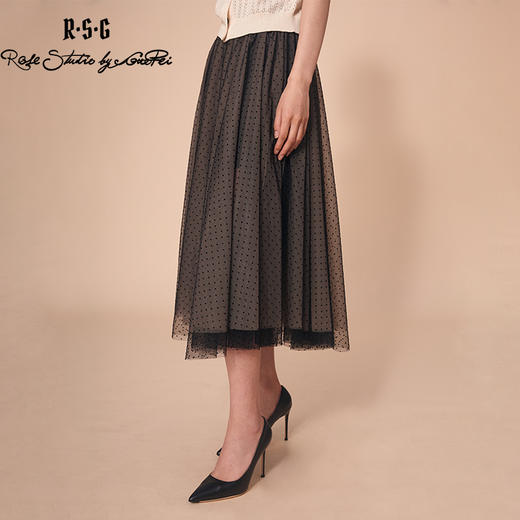 RSG郭培成衣品牌原创设春夏刺绣网纱百褶中长裙 商品图2