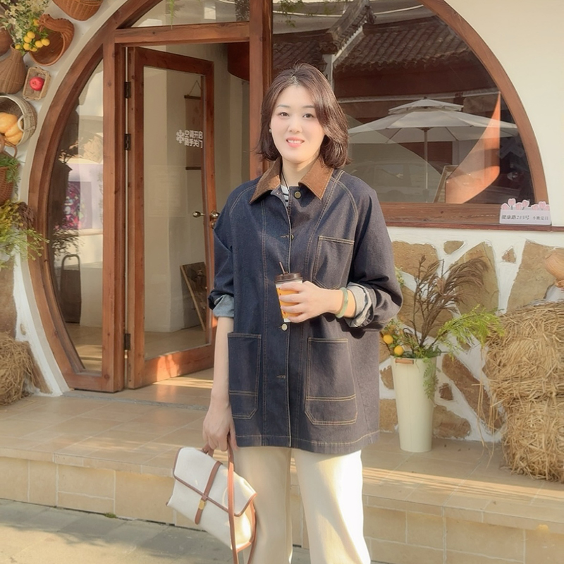 火桐hooton 蚕丝牛仔 巴恩风猎装牛仔外套TYQ9001