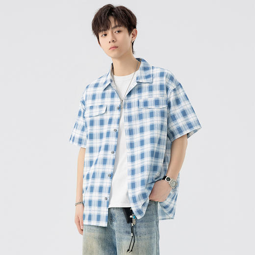 【DSL】大依优型大码翻领短袖衬衫夏季加肥加大肥佬休闲宽松透气弹力男装上衣潮款 商品图1