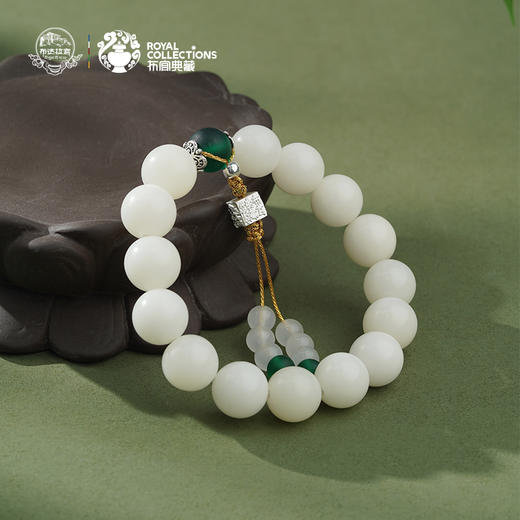 布达拉宫白玉菩提根手串菩提绿琉璃配珠手串 商品图1