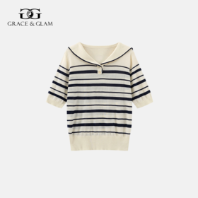 Grace&Glam 法式海军风莱赛尔条纹短袖
