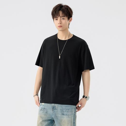 【DSL】大依优型大码圆领短袖T恤夏季加肥加大肥佬休闲宽松透气弹力男装上衣潮款 商品图1