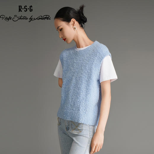 RSG郭培成衣品牌羊羔绒甜美马卡龙色多巴胺秋冬叠穿保暖针织马甲 商品图3