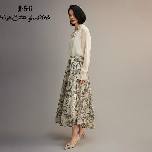 郭培成衣品牌【“药”爱自己】印花半身裙女高腰显瘦法式复古长裙 商品图4