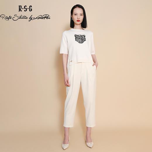 RSG郭培成衣品牌夏新款宽松廓形百搭双兜休闲直筒通勤九分裤 商品图1