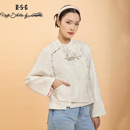 东方境X郭培联名系列：轻高定灵鹿刺绣龙纹提花上衣 商品图3