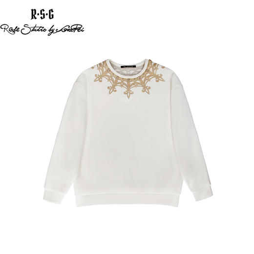 RSG郭培成衣品牌原创高定建筑设计师钉珠刺绣长袖卫衣女装 商品图0