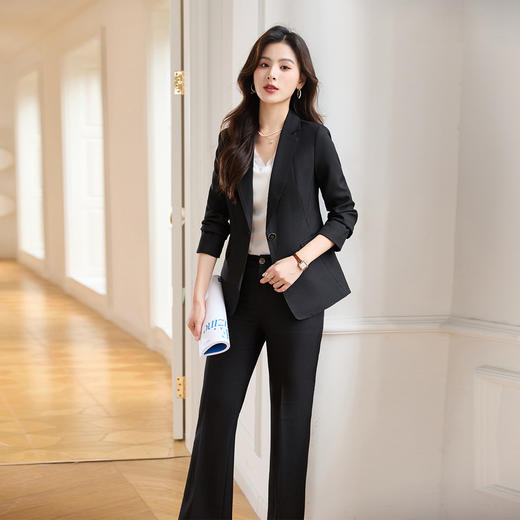 罗蒙女士西服套装时尚百搭通勤干练女套装职业商务西装两件套 商品图3