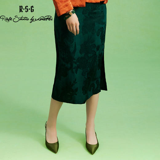 郭培成衣品牌精品系列新中式国风提花直筒半身裙 商品图1