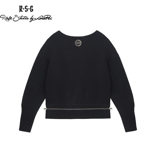 RSG郭培成衣品牌原创设计金属拉链长袖解构设计圆领卫衣女装 商品图0