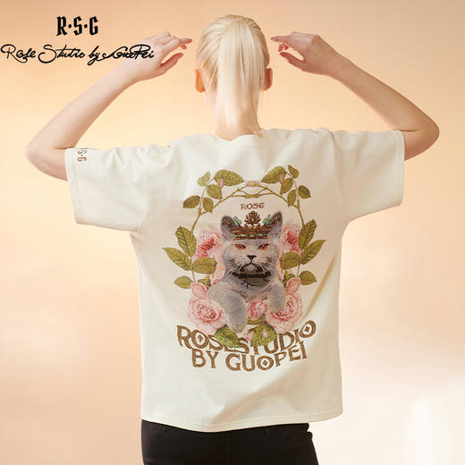RSG郭培成衣品牌原创设计水钻镶饰王冠猫咪印花夏季新款女装 商品图1