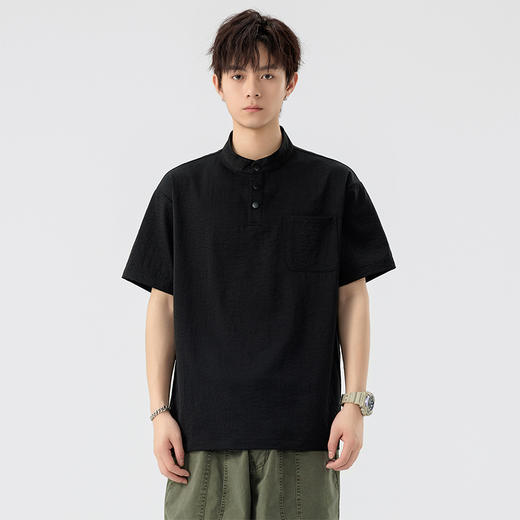 【DSL】大依优型大码立领短袖POLO衫T恤夏季加肥加大肥佬休闲宽松透气弹力男装上衣潮款 商品图6