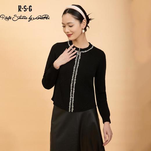 郭培成衣品牌精品系列轻奢手工钉珠拉链毛织开衫 商品图3