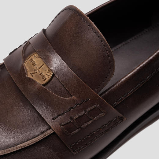 ROMI STUDIO“法式复古”简约金币扣软底一脚蹬乐福鞋皮鞋 23AWS009 商品图2