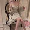 【纯欲甜美❗️仿真丝睡裙套装】自带胸垫，免穿内衣文胸垫，超舒服❗️春秋夏季性感睡衣女冰丝吊裙纯欲甜美睡袍两件套 商品缩略图3