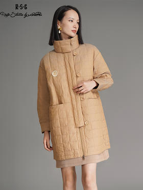RSG2023郭培成衣品牌搭襟扣袢装饰绗格立领新中式休闲羽绒服