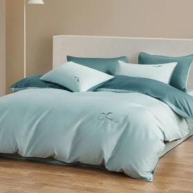 【水星家纺】60支全棉精致海鸥刺绣全棉素色四件套床上用品