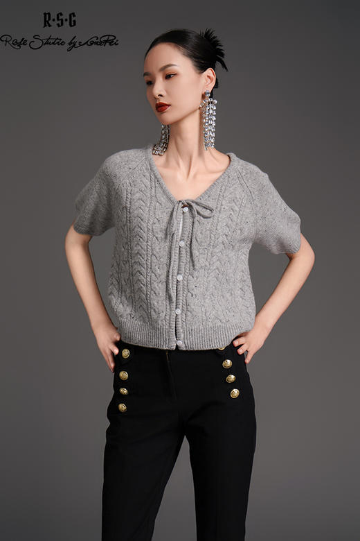 RSG2023郭培成衣品牌早秋复古麻花领毛衣外套 商品图5