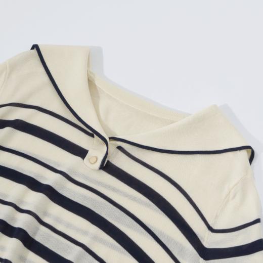 Grace&Glam 法式海军风莱赛尔条纹短袖 商品图3